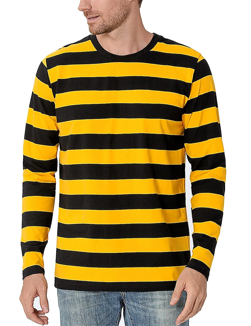 Mens Fashion Clothes - Fashion Contrast Stripe 3D Print Men