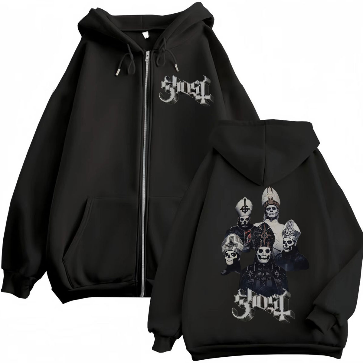 Hot Sale Ghost Band Zipper Hoo - огляд і ціна Mens Fashion Zip Up Hoodies