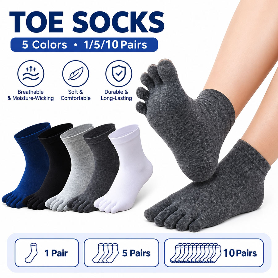 1/5/12 Pairs Unisex Cotton Toe - огляд і ціна Socks Ankle Men